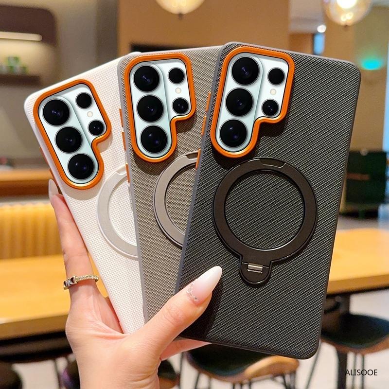 For Samsung Galaxy S26 Ultra S26 Edge S25 S24 Plus Case Magnetic Ring Holder Metal Lens 360° Rotating Ring Stand Protection Capa