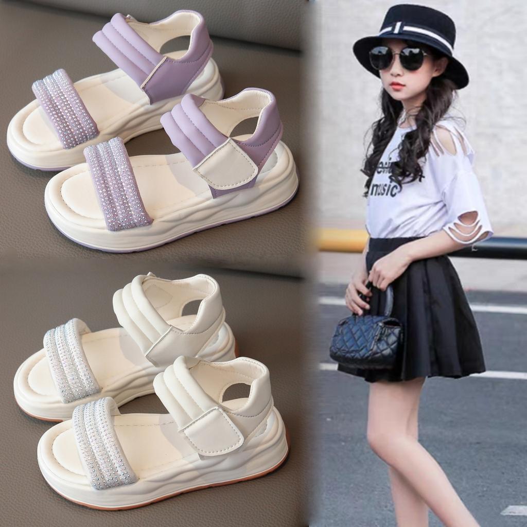 2025 summer new middle and older children soft sole fashion girls sandals sports beach shoes Internet celebrity princess children's shoes
