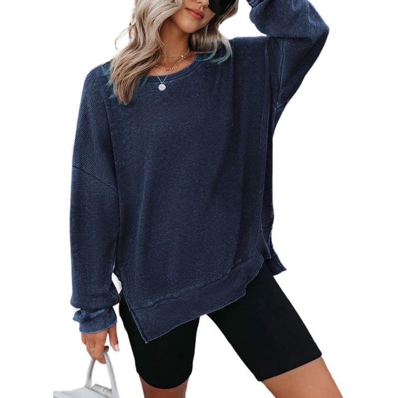 

Fashion Women s Clothing Long Sleeves Casual Comfortable Loose Tops Women’s XXL темно-синього кольору