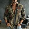 Men's Long Sleeved Shirt with Floral Totem Full Print Top, Versatile for Daily Use, Fashionable and Comfortable Casual Shirt