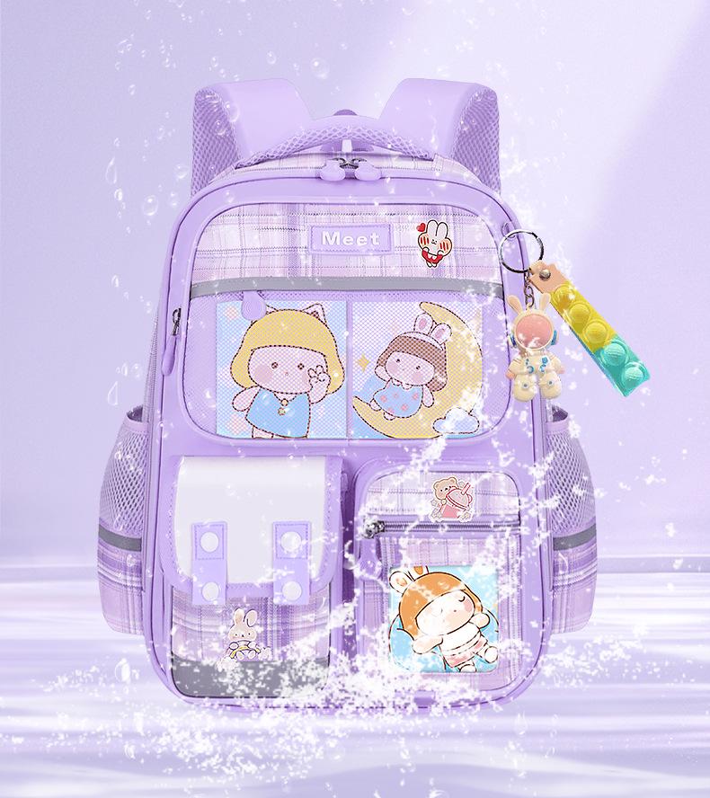 Plaid Backpack for Girls, 1-9 Grade, Large Capacity, Elementary & Middle School