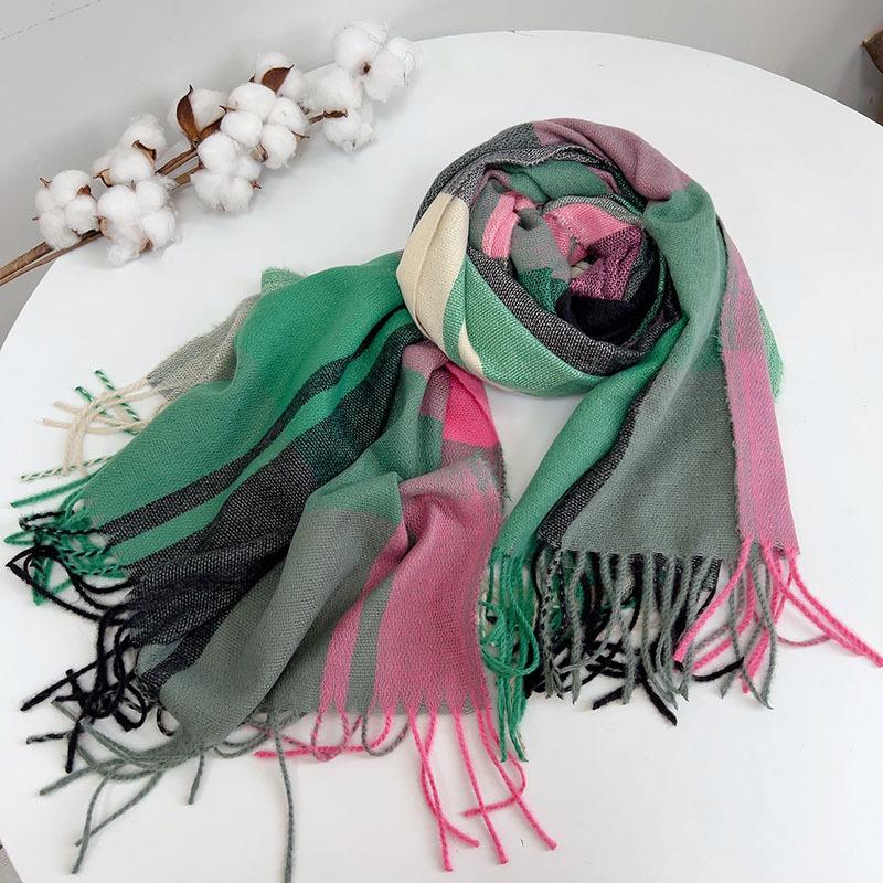 Autumn and winter British retro style check thick keepwarm scarf