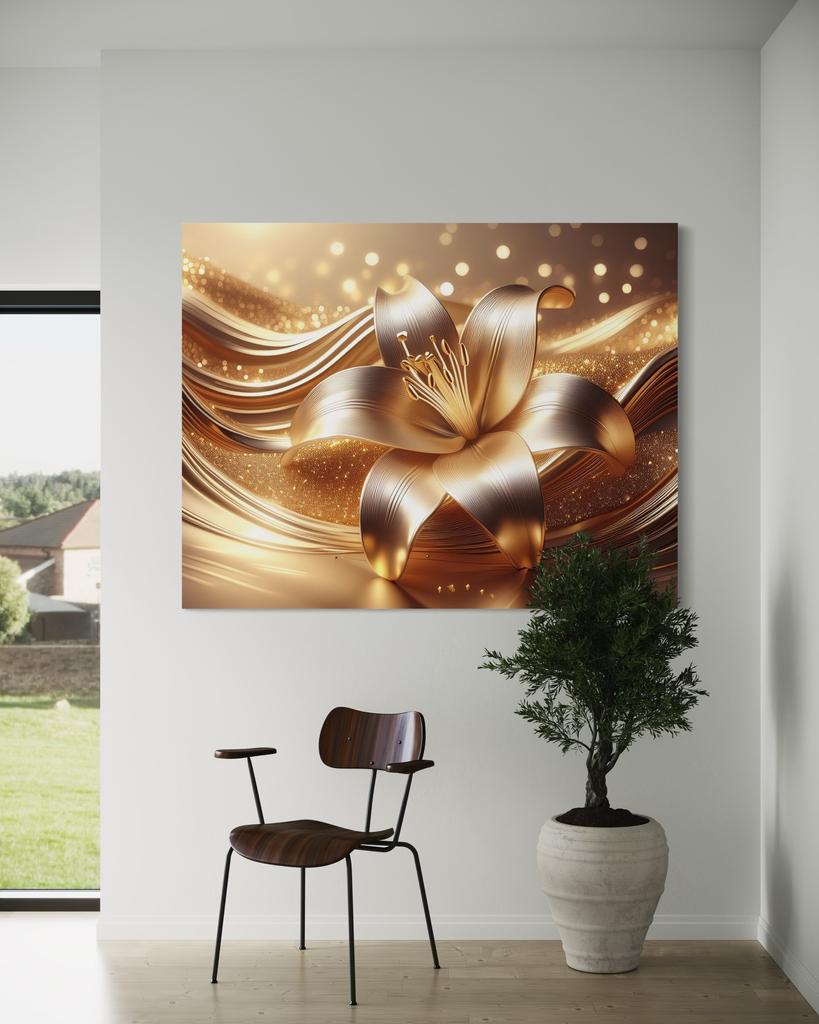 Canvas Print, Flower, Gold Glamour