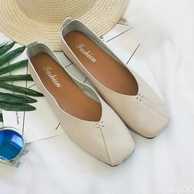 Fashion New Women's Square Toe Flats Trendy Versatile Shoes Shallow Mouth Lazy Bean Bean Shoe Fashion Elegant Ladies Shoes Zapatos Mujer