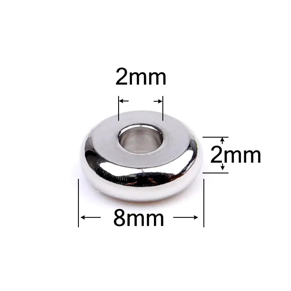 XHN 50PCS 304 Stainless Steel Flat Round Beads 4 5 6 8 10 mm Disc Loose Spacer Beads For Jewelry Making DIY Bracelet