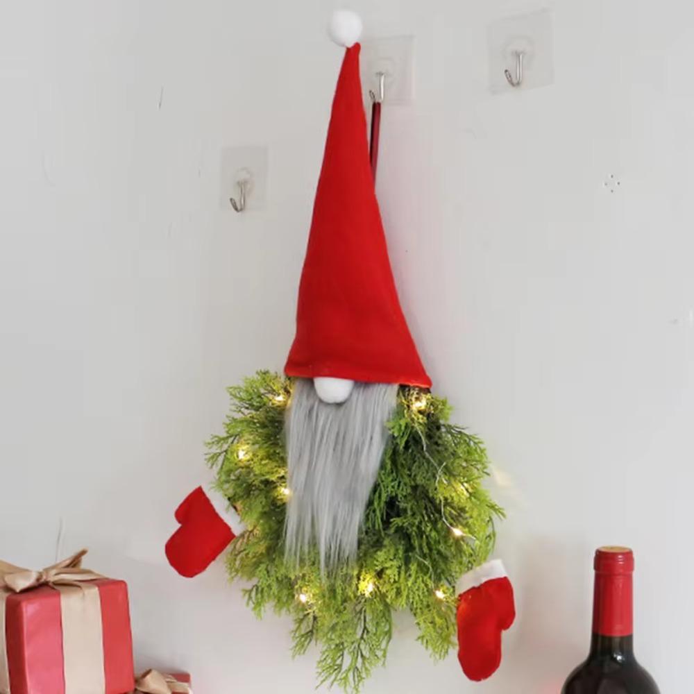 Artificial Branches Christmas Santa Garland Long Hat Faceless Doll Hanging Ornament  Porch
