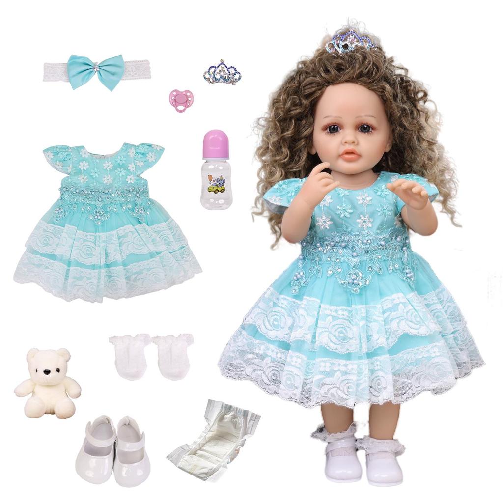KEIUMI 22 Inch Reborn Baby Doll Full Silicone Vinyl Bathe Girl playmates lifelike Newborn Doll Toy Christmas Birthday Gift