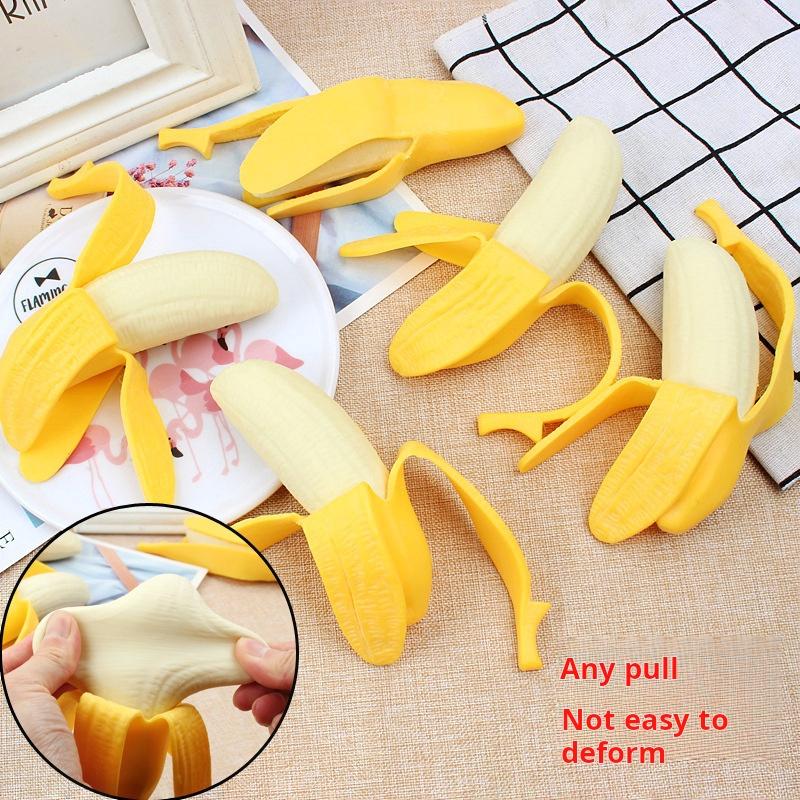 Cute Banana Squishy Stress Ball Fidget Sensory Toy for Anxiety Relief Stretchy Slow Rising Hand Squeeze Toy