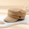 Simple double rope braid flat top beret Korean version of spring and autumn simple fashion all the newspaper boy hat