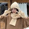 Wool Hat Scarf Gloves Set Solid Color Winter Beanie Hat Neck Warmer Thermal Knit Cap  Cold Weather
