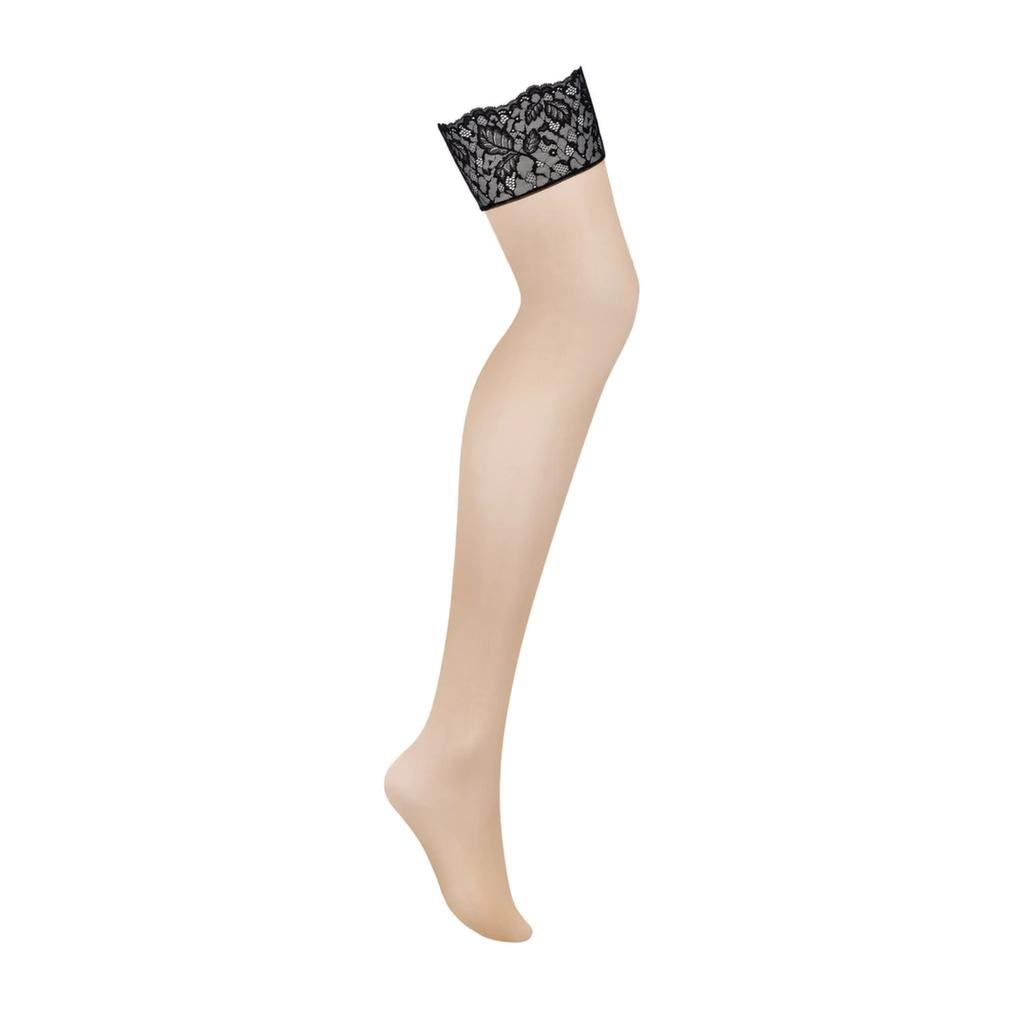 Obsessive - Beige Stockings with Black Lace Bellastia M/L