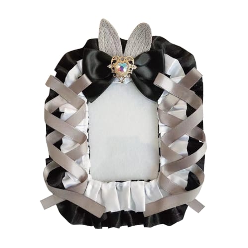 

Bunny Ear Trading Card Case, Gray, Ribbon, Card Holder, Hard Case, Storage, K-Pop, Anime, Otaku, Anime Goods Storage, Decoration