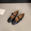 FengLiDa Inner Height Increase Mary Jane Single Shoes Women's 2025 Autumn Retro Square Head Shallow Mouth One-word Buckle Small Leather Shoes