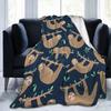 Cartoon Sloth Flannel Throw Blanket Cute Wild Animals Lazy Sloth Blanket for Bed Sofa Couch Warm Lightweight Super Soft Blanket
