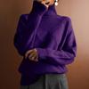 European & American Style Loose Knitted Pullover: Women's Solid Color High Neck Diamond Sweater