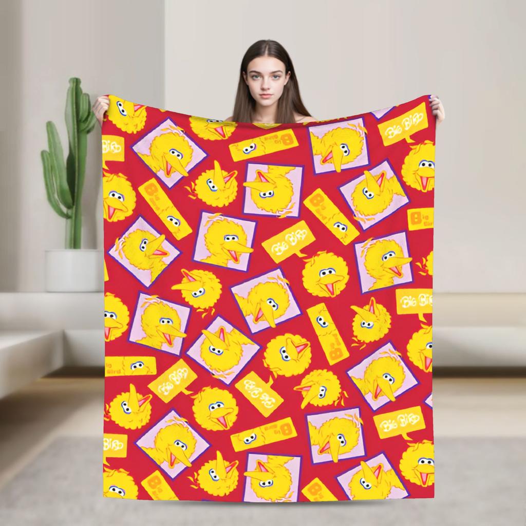 Super Warm Blanket Airplane Travel Zoe and Rosita on Yellow Bedding Throws S-Sesames Streets Flannel Bedspread For Couch Bed