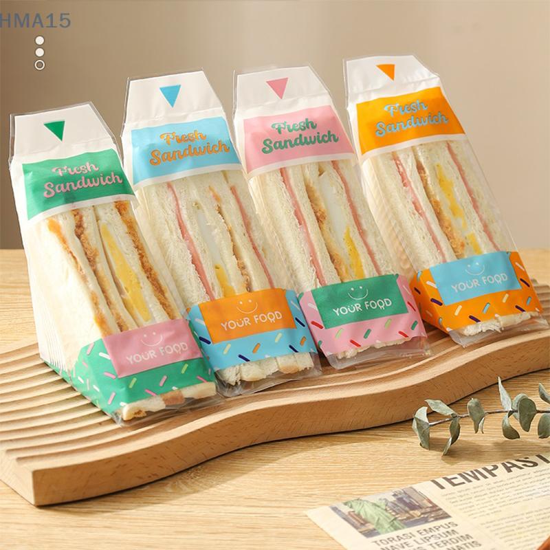 100 pezzi di involucri per sandwich speciali monouso facili da strappare trasparenti triangolari per torte e pane