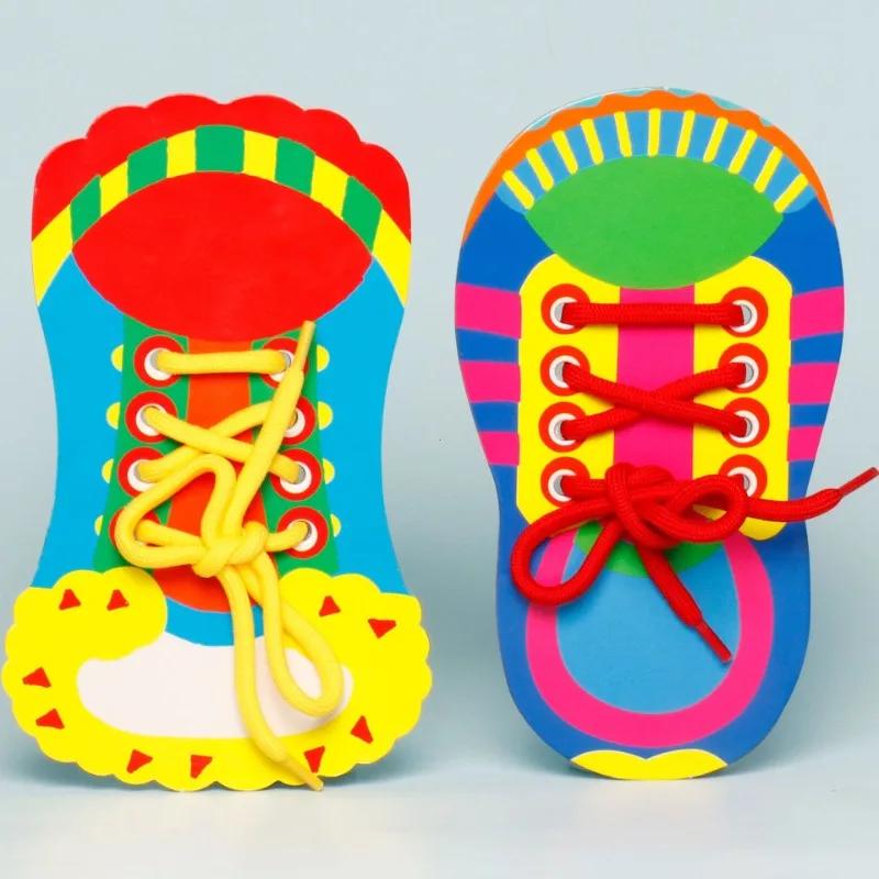 Shoelace Threading Teaching Toys Learn To Tie Shoelaces Toy Kids Toddlers Fine Motor Skills Toy Early Educational Toys Boys Girl