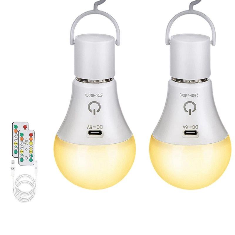

A60zremote-Control Rechargeable Emergency Light Bulbs(2Pcs), E26 Base, 3 Color Options, Dimmable With Timer Functionmay