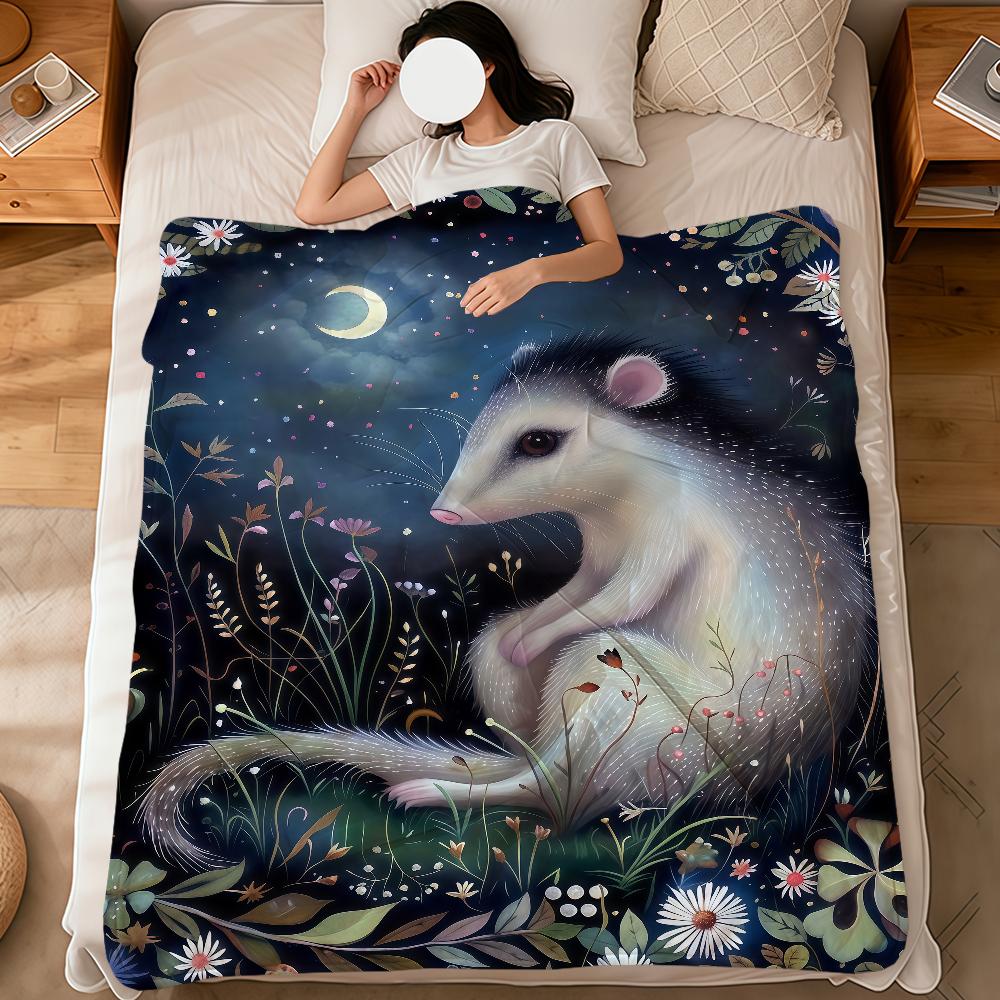 Vintage art animals fox crane flowers soft warm plush blanket dormitory sofa living room pet hogar bedroom gift nap home Flannel