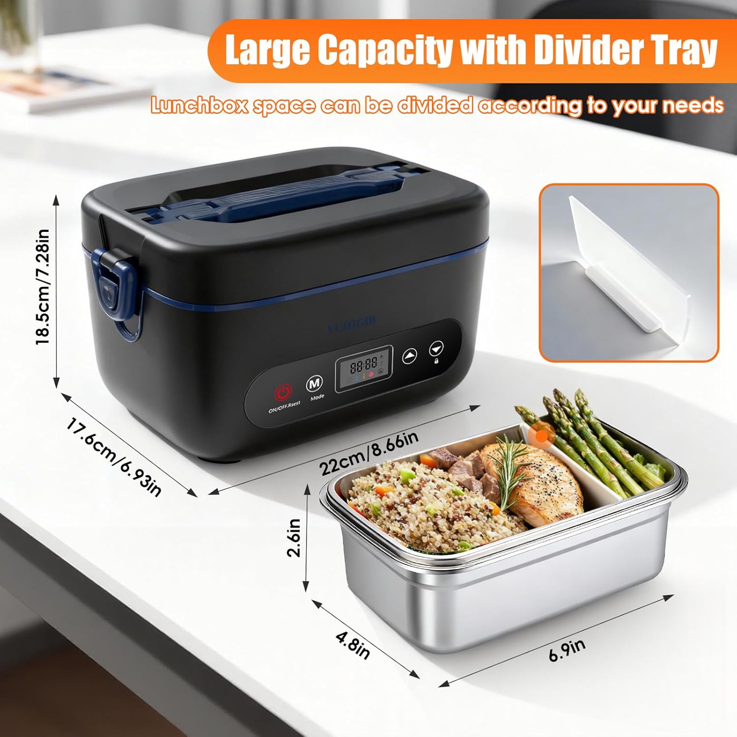

Cordless Electric Lunch Box 100W Rechargeable 1.2L Smart Timer Heating for Office Car Travel United States