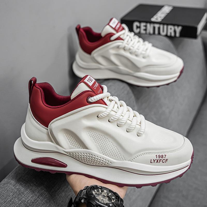 Mode Herren Lederschuhe Dicke Sohle Freizeitschuhe Outdoor Rutschfest Sport Wanderschuhe Trendige Herren Sneaker