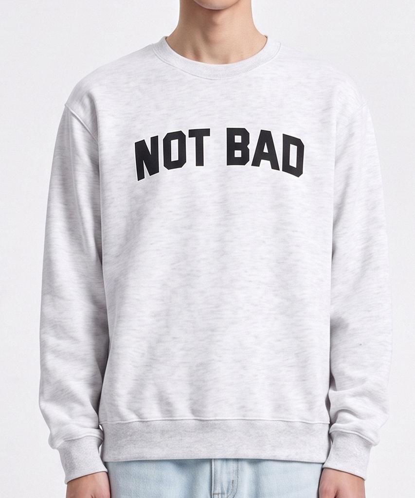 TENBLADE Premium Double-Sided/Fleece-Lined Not Bad Semi-Overfit 4-Color Lettering Sweatshirt (Type B)