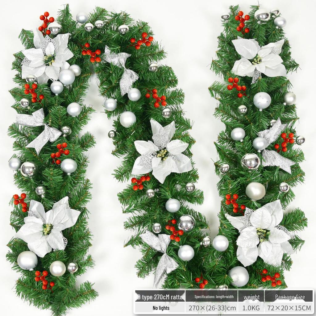 Christmas Glimmer: Garland Set for Tree, Window, and Fireplace with Flocked Leaf Ornaments