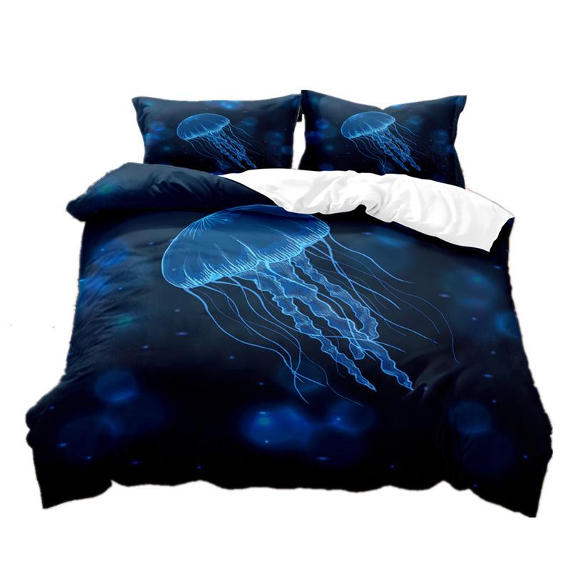 Marine Animal Three-Piece Quilt Cover American Retro