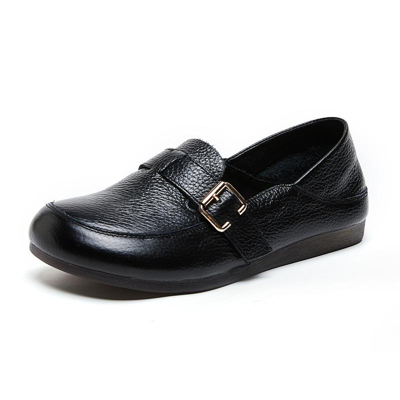 Cowhide Leather Yellow Loafers Woman Handmade Ballet Flats Ladies Mom White Driving Shoes Women Ethnic Inspired Green Moccasins