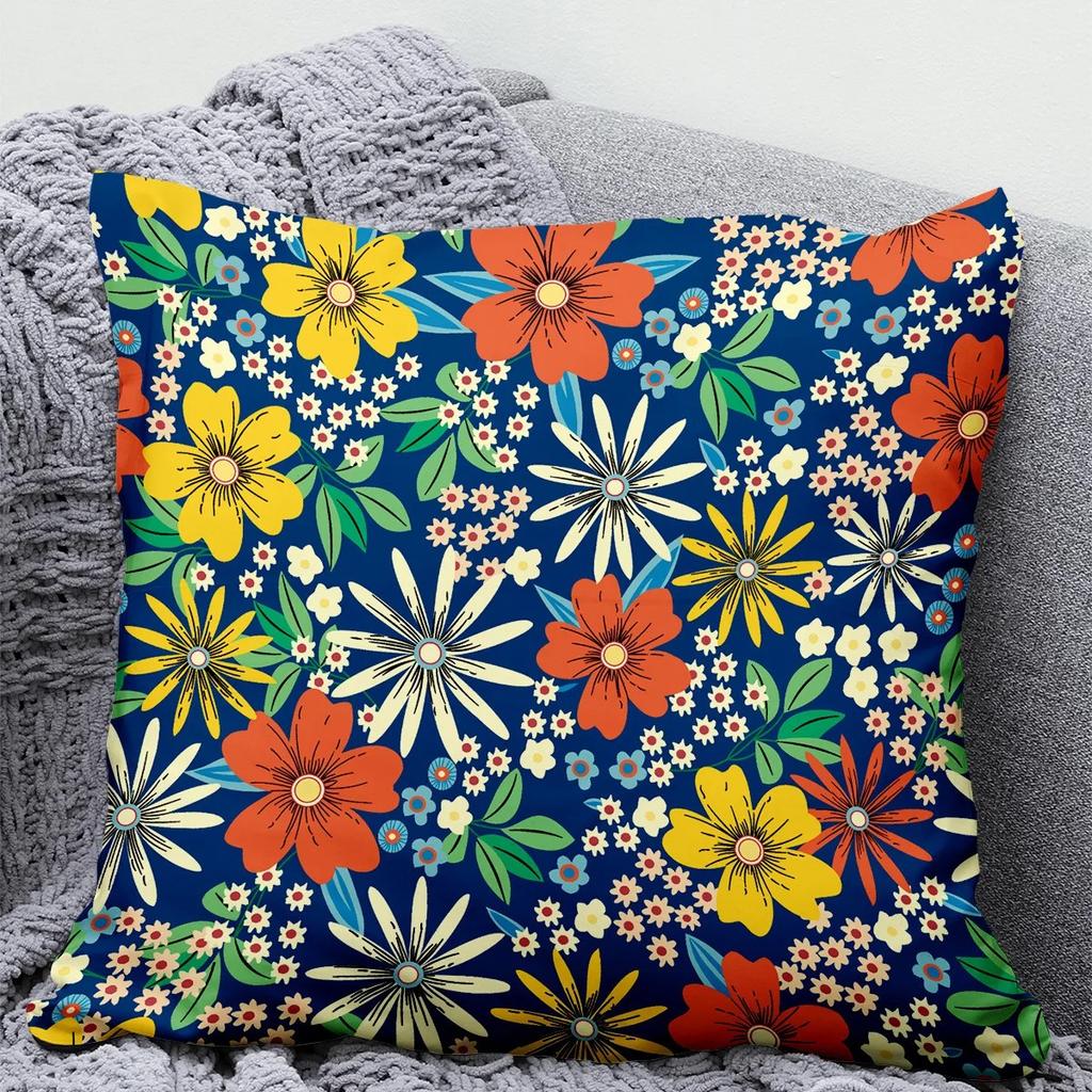 Colorful Flower Print Pillowcase Car Ornaments Office Living Room Home Pillowcase