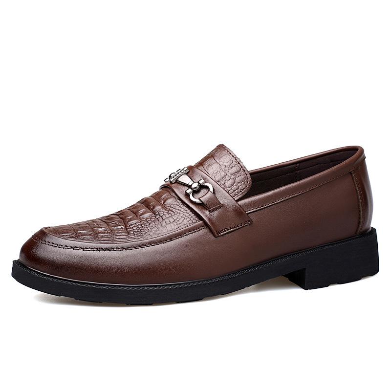 4.5CM Taller Men s Low-Top Embossed Leather Loafers – British Style 44