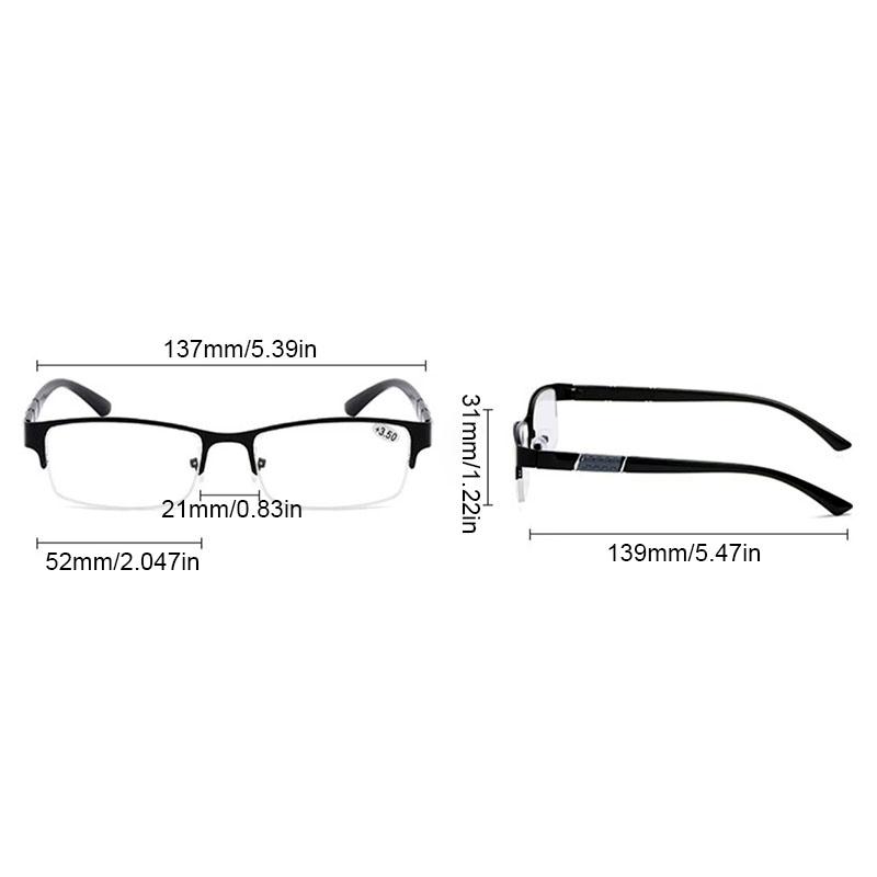 Men's Business Half-frame Myopia Glasses Frame Anti-blue Light Flat-light Glasses Trendy Square Presbyopic Glasses for Business