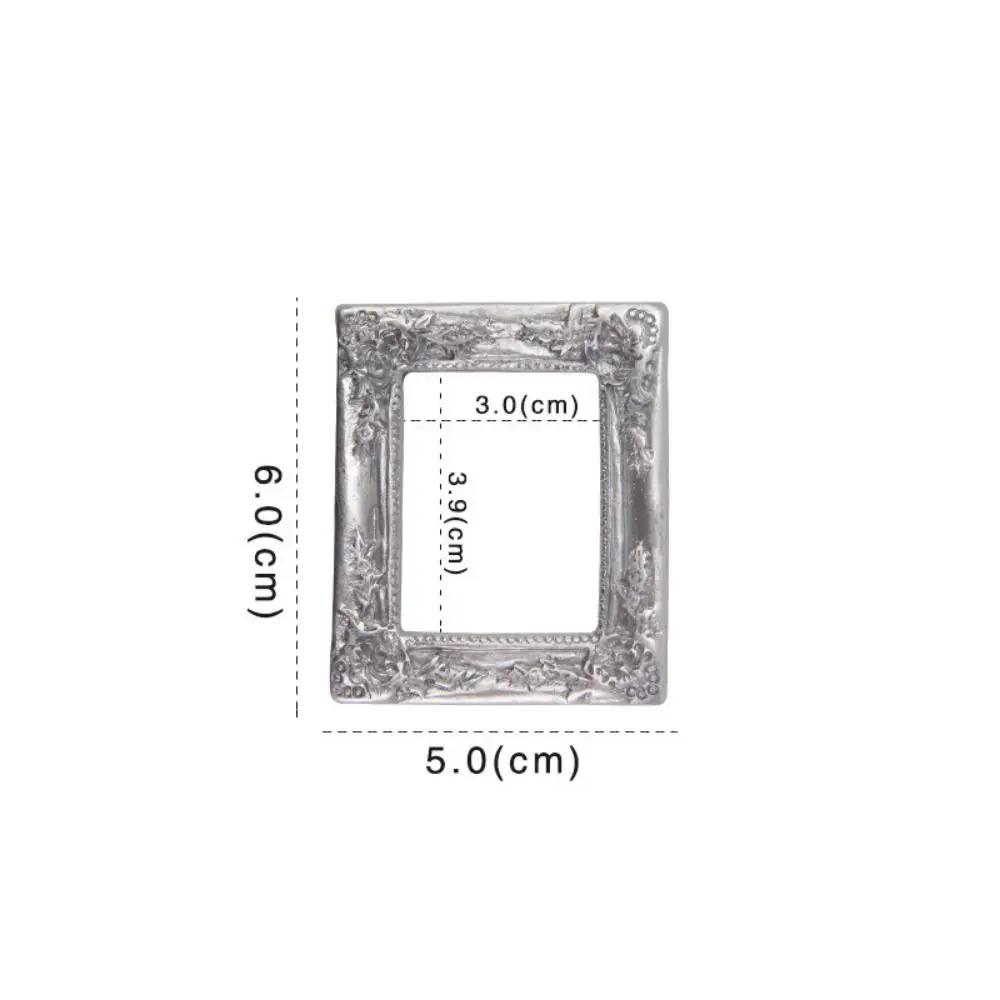 Durable DIY Resin Photo Frame Rustic 3D Mini Mirror Props Miniature Mirror Small Model Phone Shell Material