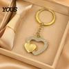 Zinc Alloy Key Holder Rhinestone Double Love Heart Keychain, Luxury Car Decorative Hanging Accessory Ring, Keychain Pendant for Backpacks Handbag