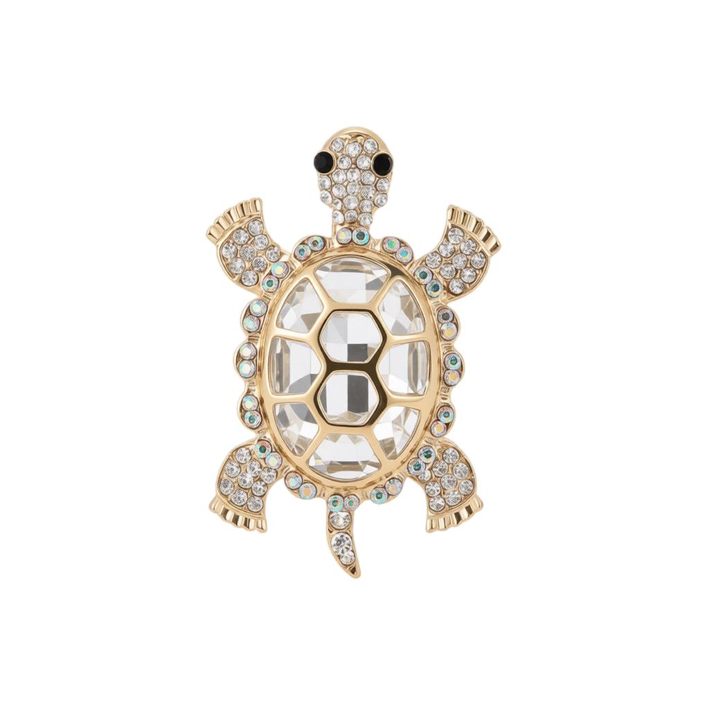Sparkling Turtle Brooch Pin with Rhinestones, European Brooch for Women - Elegant Coat and Scarf Pin