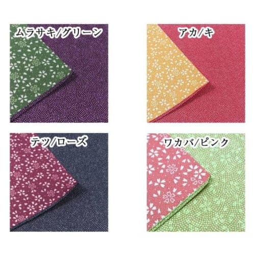 SAWABIYA Reversible Furoshiki Cloth, 90cm Large, Shark Print with Cherry Blossoms, Chirimen Fabric, Double-Sided Dyed, 24cm Wide, Large Size, Four-Sid