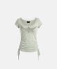 BADBLOOD Rhinestone Emblem Lace Deep Round 1/2 T-Shirt - Green