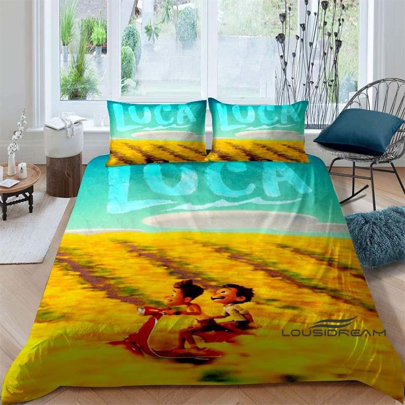 3D Printed Cute Disney Luca Duvet Cover and Pillowcase Set - Home Decor, Creative Plus Size Bedding Set