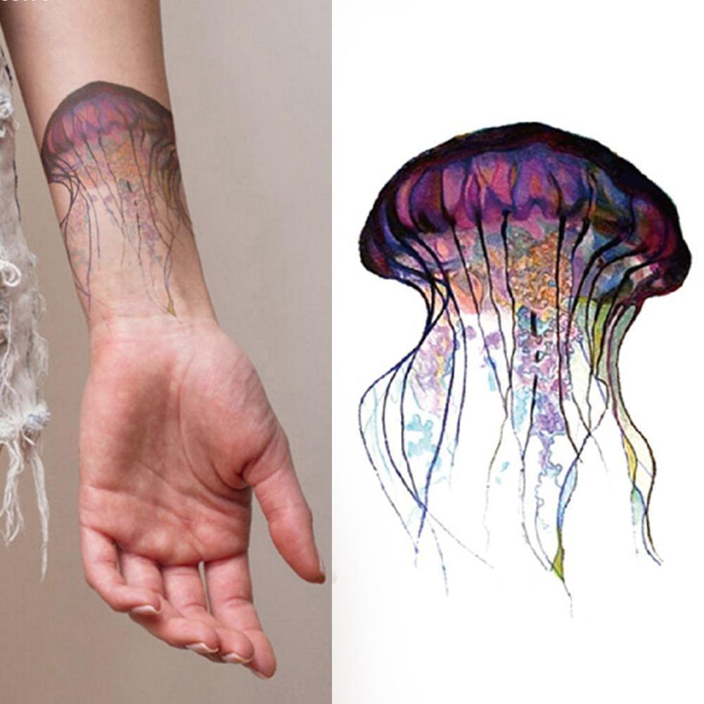 1 pezzo di adesivi colorati per tatuaggi temporanei, bellezza, body art,  meduse, colorato, finto, flash, tatuaggio Taty, image size:1001x1001