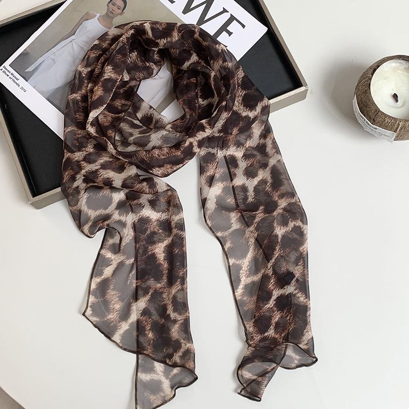 New silk scarf premium printing loose multi-purpose simple polka dot headband leopard print sweet cool streamer