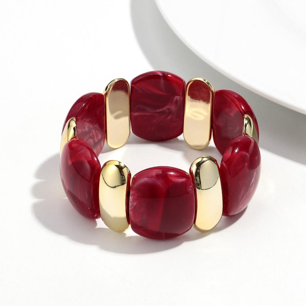 Bohomia Irregular Acrylic Oval Elastic Beaded Strand Bracelets for Women Vintage Leisure Bracelet Fashion Jewelry Gifts
