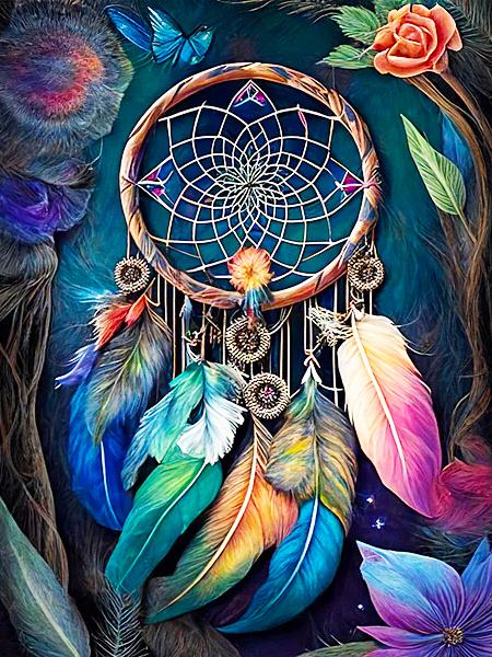 Diamond Painting Set Dream Catcher Landscape Full Square Round 5D Diy Embroidery Mosaic Feather Home Decor