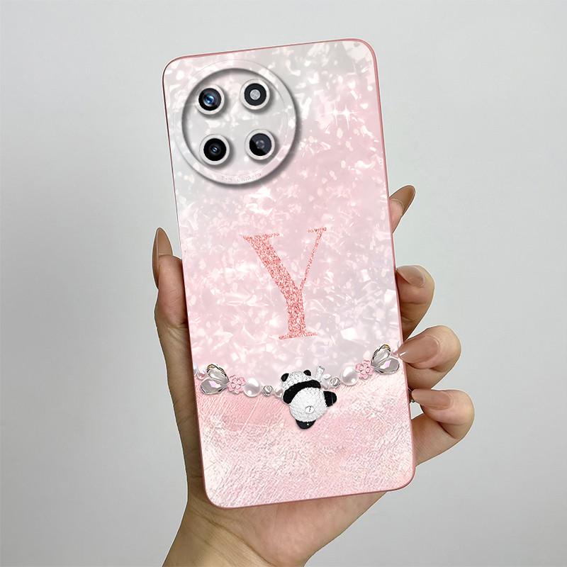 

Case For Realme 11 4G Realme RMX3636 Phone Case Cute Panda Letters Full Package Matte Anti Drop Liquid Soft TPU Protective Cover Realme 11 4G-RMX3636