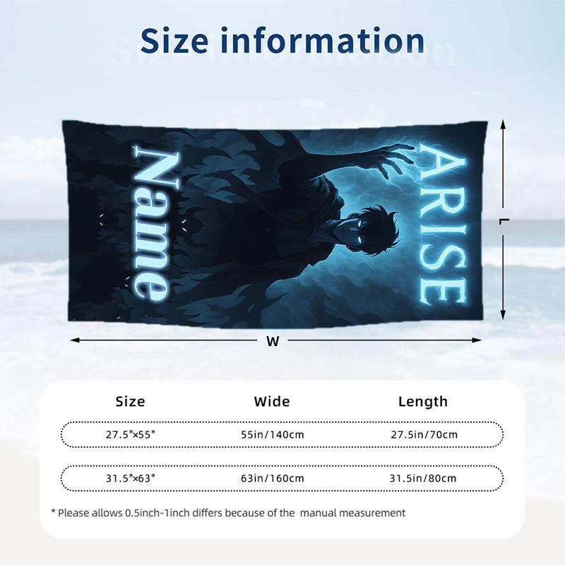 solo leveling Custom Name Printed Beach Towel Personalized Soft Towel For Swimming Beach Travel