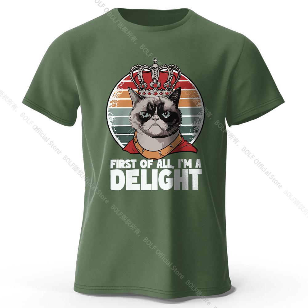 Men's First of All I'm A Delight Printed T-Shirt 100% Cotton Oversized Sassy Graphic Tees for Women Summer Confidence Streetwear