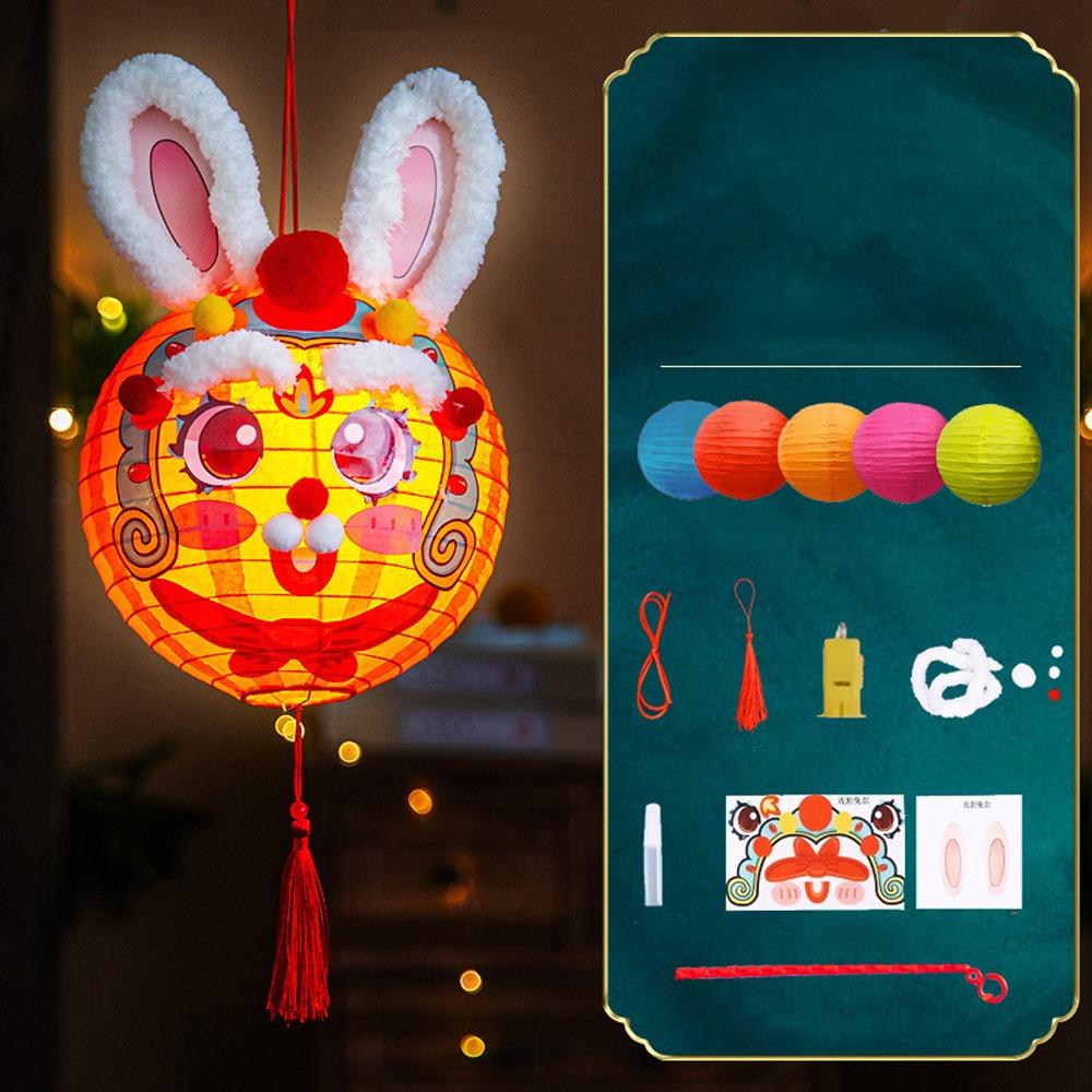 Traditional Handheld Paper Lamp Cartoon LED Lantern Toys  Mid-Autumn Festival