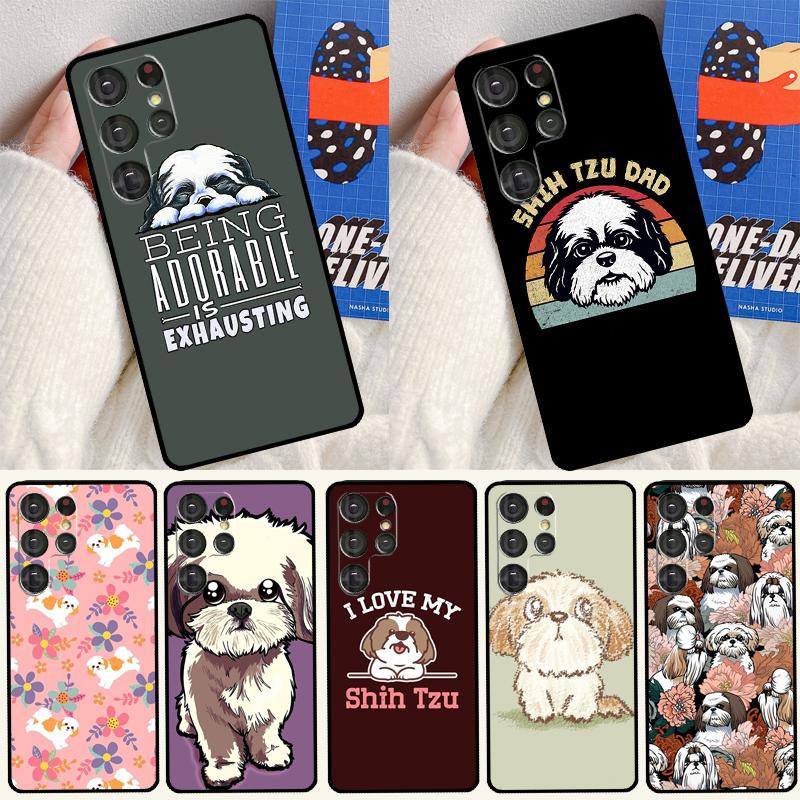 Cartoon Shih Tzu Dog Soft Case For Samsung Galaxy S25 Ultra S9 S10 S20 S21 S22 S23 S24 Plus S24 FE Funda Cover
