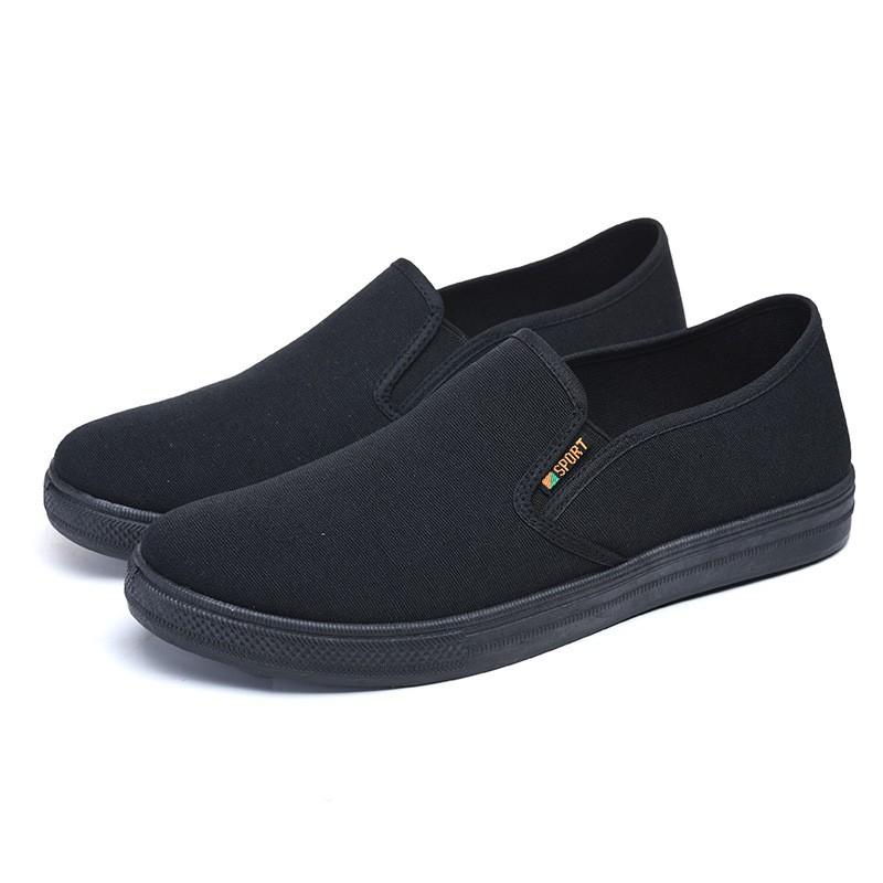 Mens Slip-On Canvas Loafers Seniors Comfortable Flat Non-Slip Breathable Casual Shoes