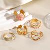 316L Edelstahl Emaillierter Blumenblattring für Damen Farbige Tropfglasur Serie Wasserfeste Ringe Luxuriöser Schmuck Geschenk